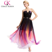 Grace Karin 2016 New Collection Strapless Gradient Color Chiffon Long Ball Gown Evening Prom Party Dress GK000046-1